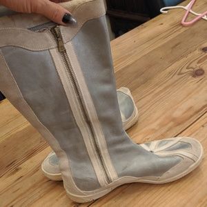 Diesel Run To Boots: Silver + Off White Leather